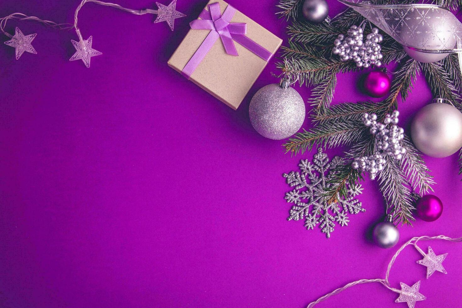 Beautiful Christmas Background, balls and glitter, Awesome decoration photo