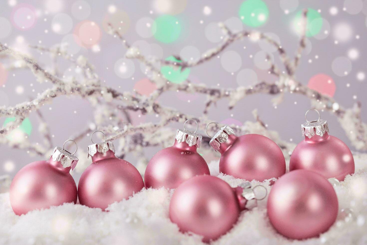 Beautiful Christmas Background, balls and glitter, Awesome decoration photo