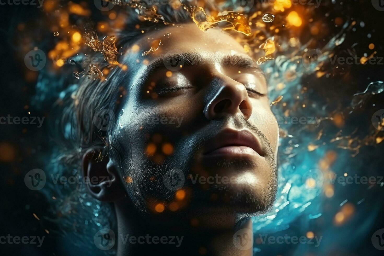 AI generated Man face against abstract background photo