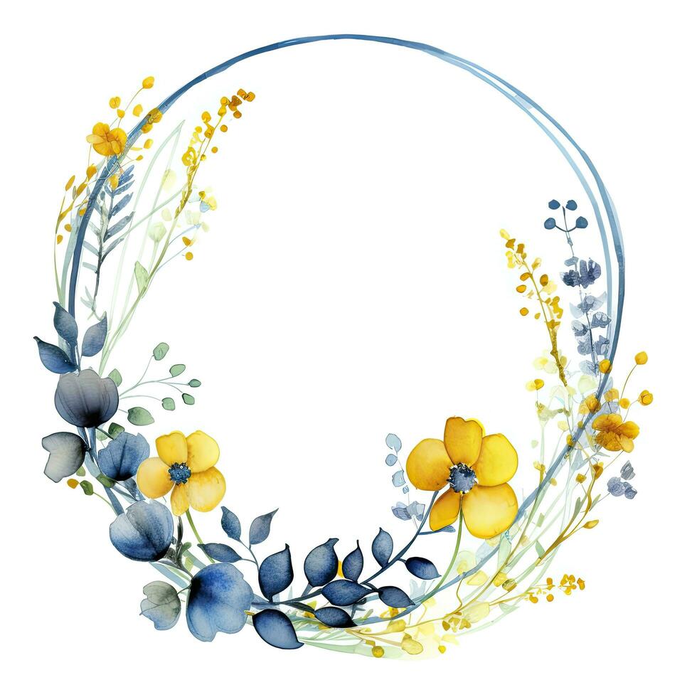 AI generated Watercolor circle frame. AI Generated photo