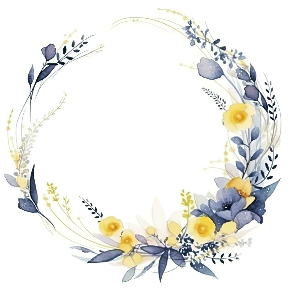 AI generated Watercolor circle frame. AI Generated photo