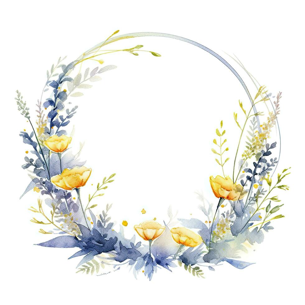 AI generated Watercolor circle frame. AI Generated photo