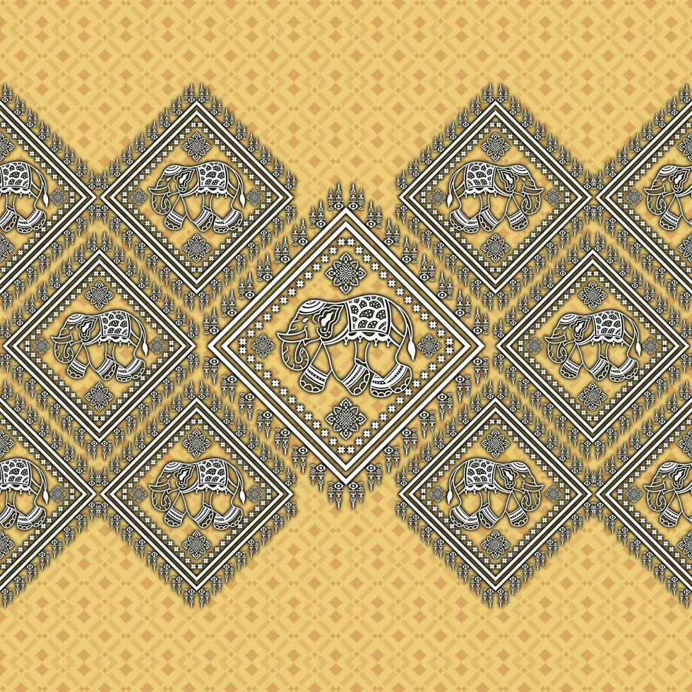 Thai and Global Fabric Fusion, Exquisite Patterns and Cultural Tapestry, Thai Silk Heritage, Thai and ancient Asian cultural fabric pattern, Thai elephant photo