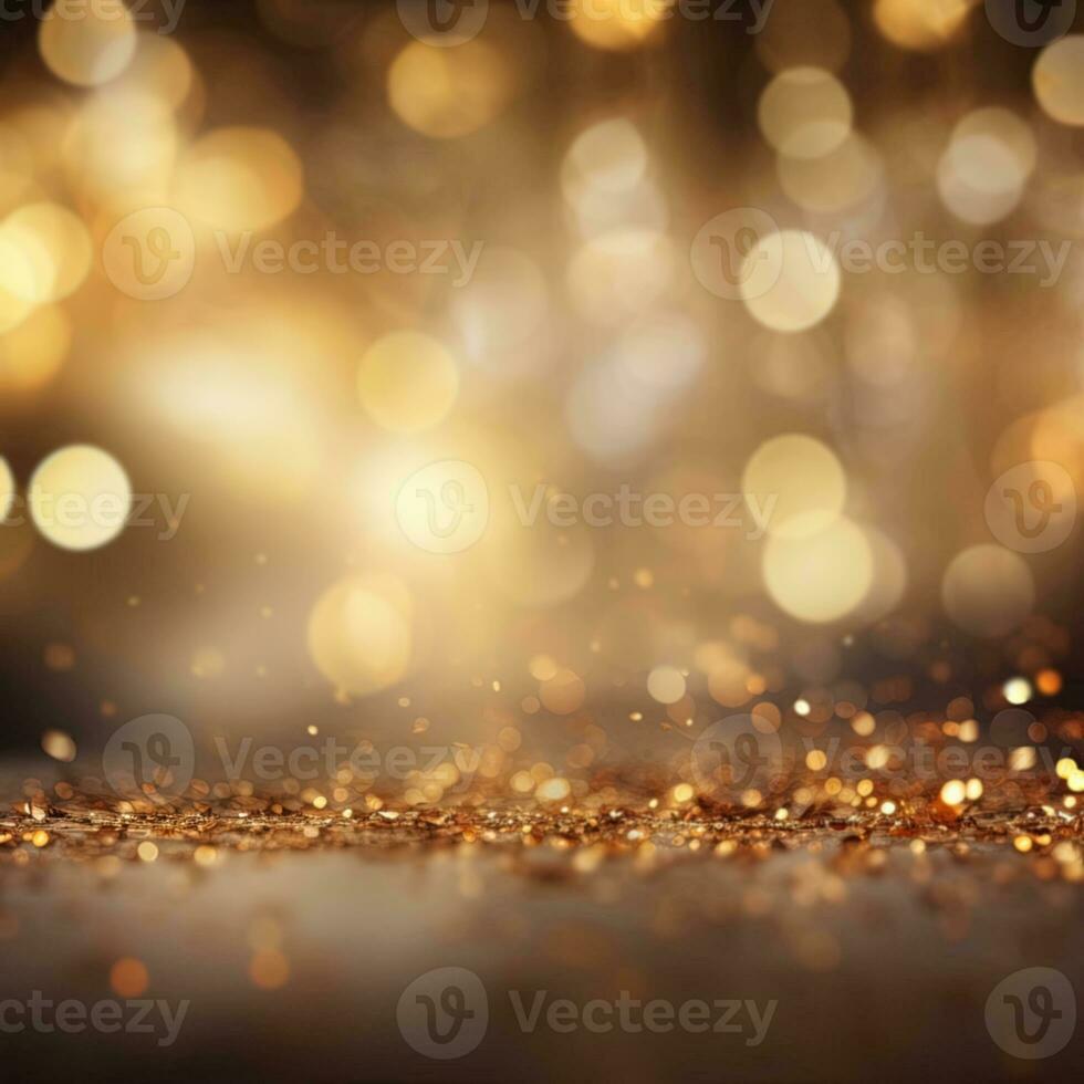 AI generated Golden blurred background with a bokeh effect and confetti. An abstract luxurious festive backdrop. Generative ai. photo
