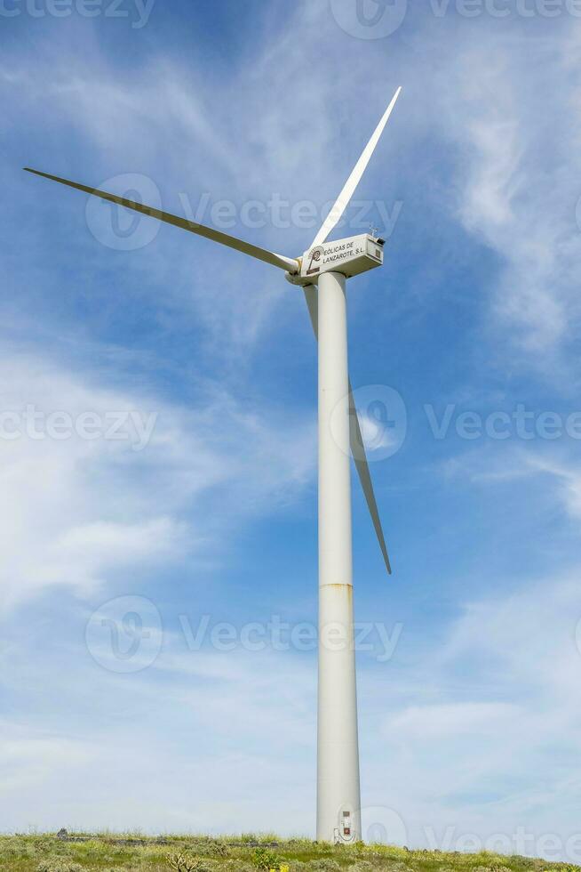 View on a wind turbine of Eolicas de Lanzarote in Eolico Park on Lanzarote photo