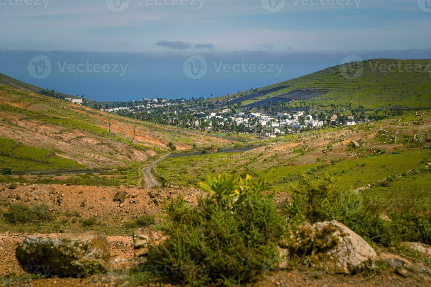 View on the village of Haria on Lanzarote, and the valley of the thousand palms photo