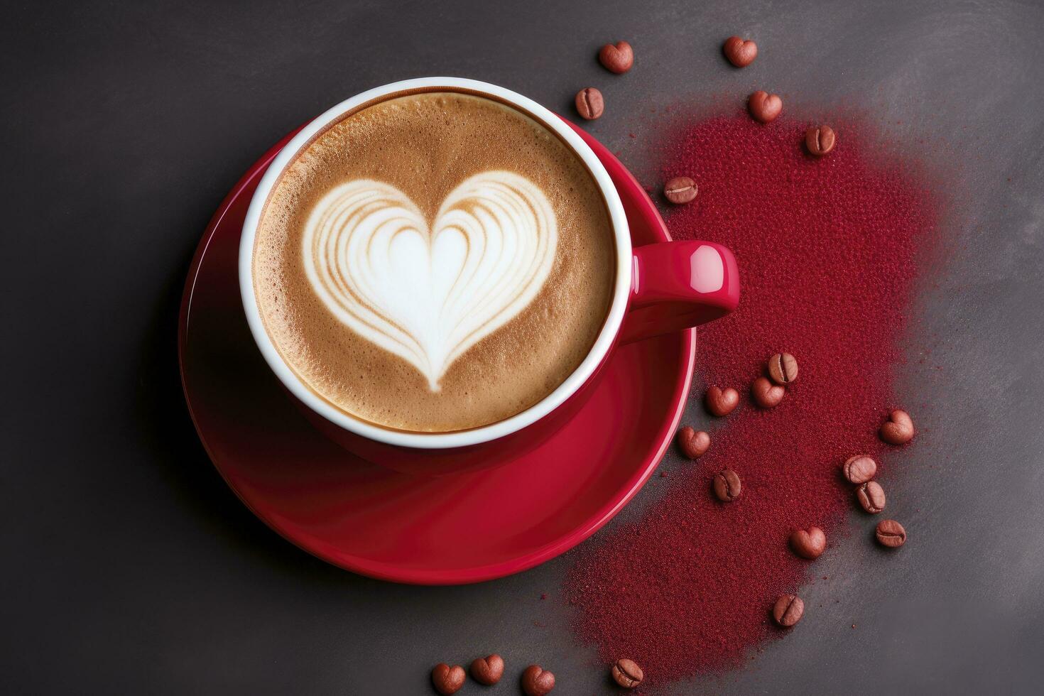 AI generated Valentine's Day Coffee. AI Generated photo