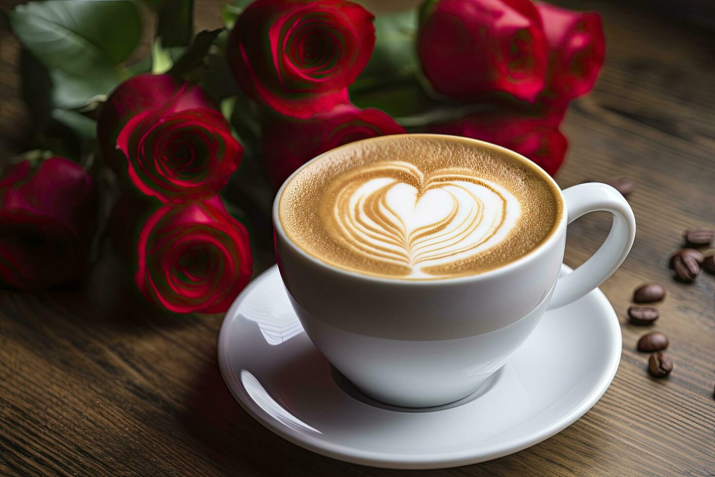 AI generated Valentine's Day Coffee. AI Generated photo