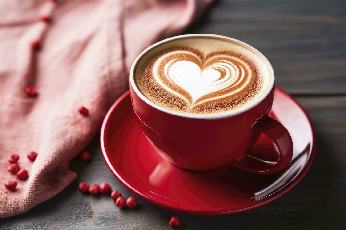 AI generated Valentine's Day Coffee. AI Generated photo