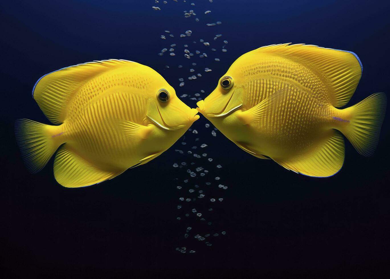 AI generated Two yellow tangs, face to face.  AI Generated. photo