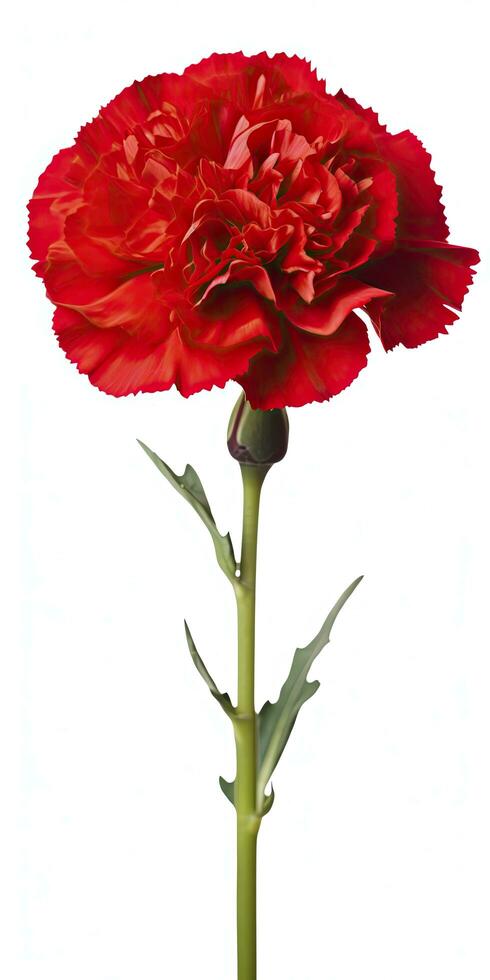 AI generated Red Carnation isolated on white background. AI Generated photo