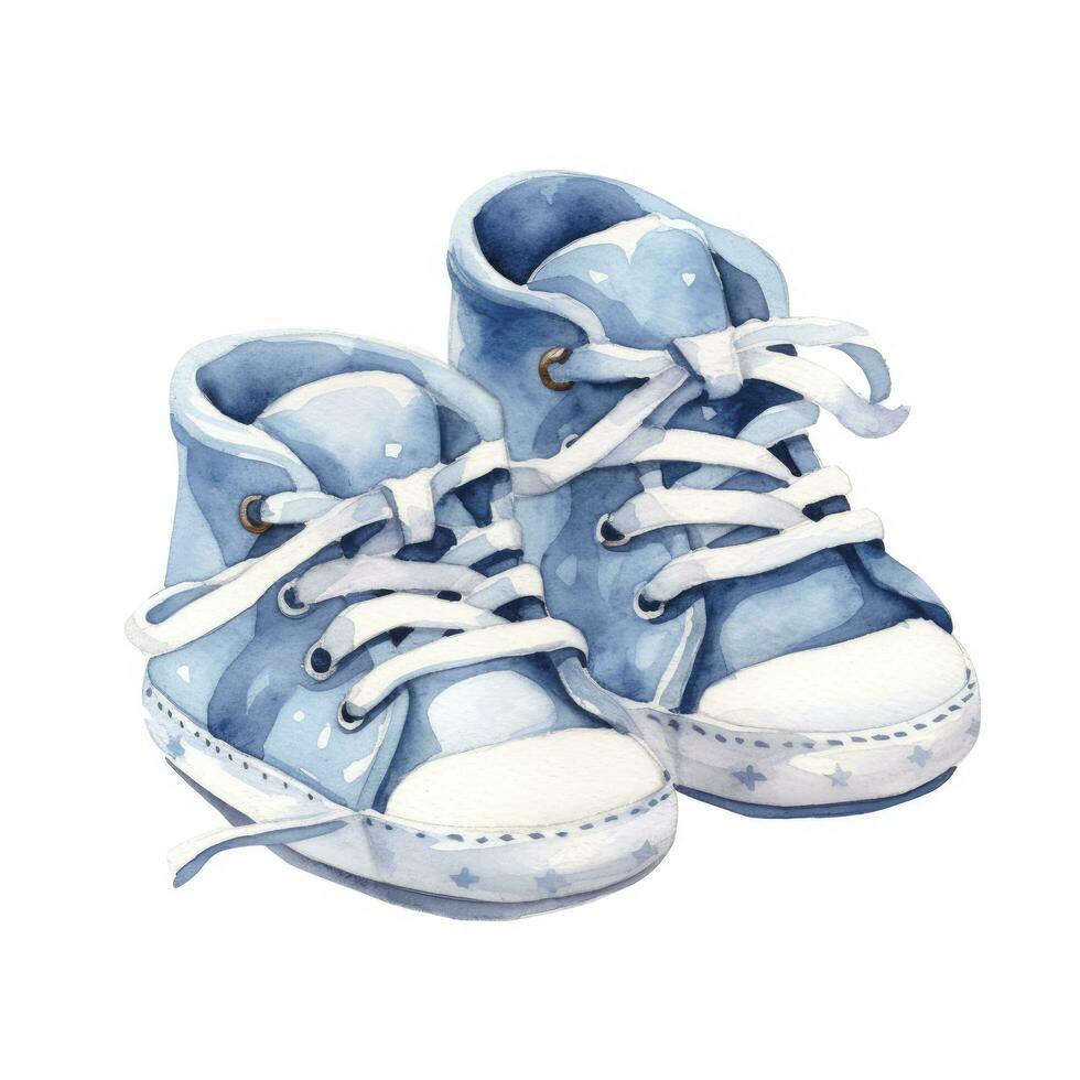 AI generated Watercolor newborn small shoes isolated white background. AI Generated photo
