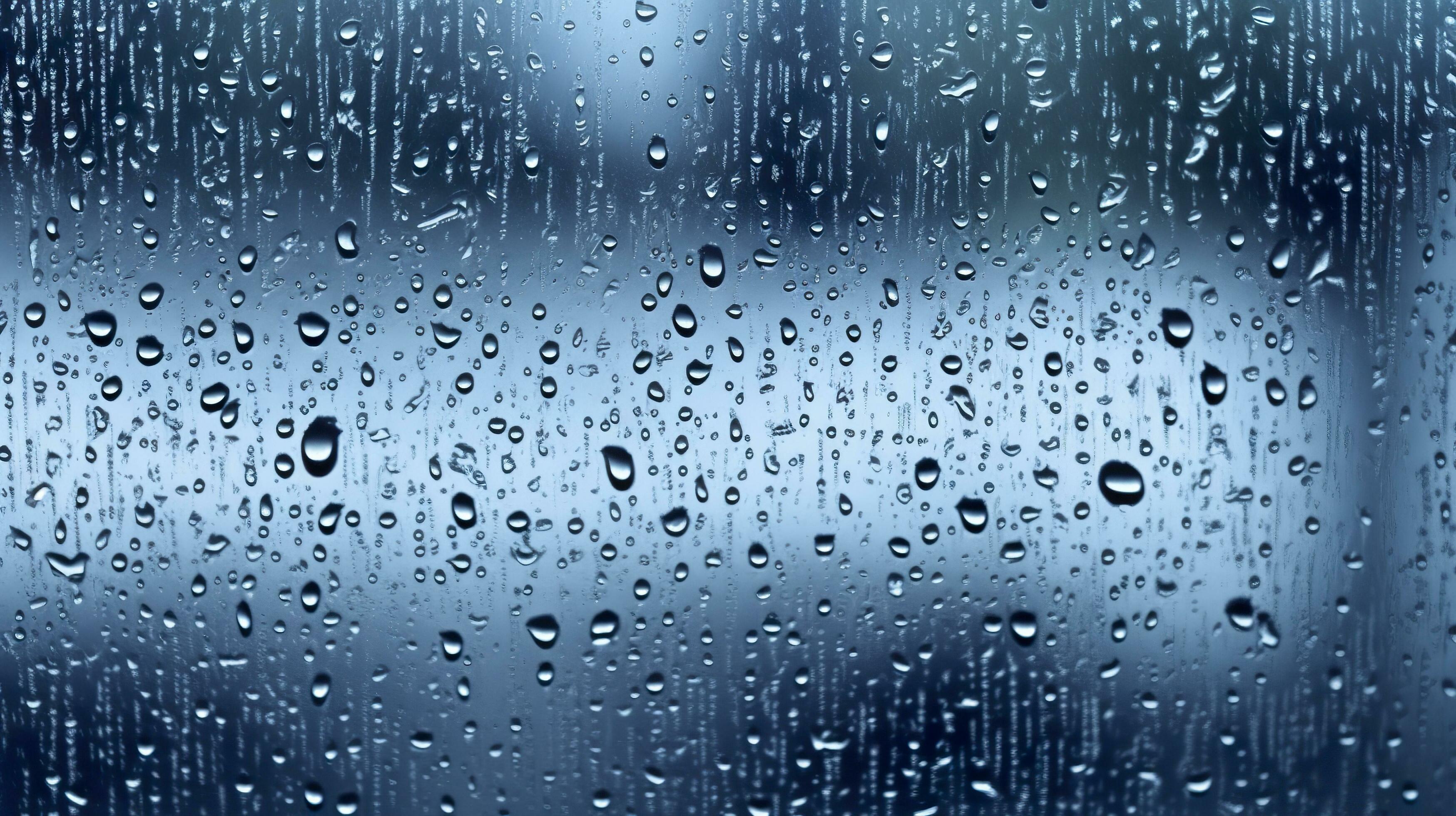 AI generated Raindrops on the window. Blue tone. Generative AI 35294152 ...