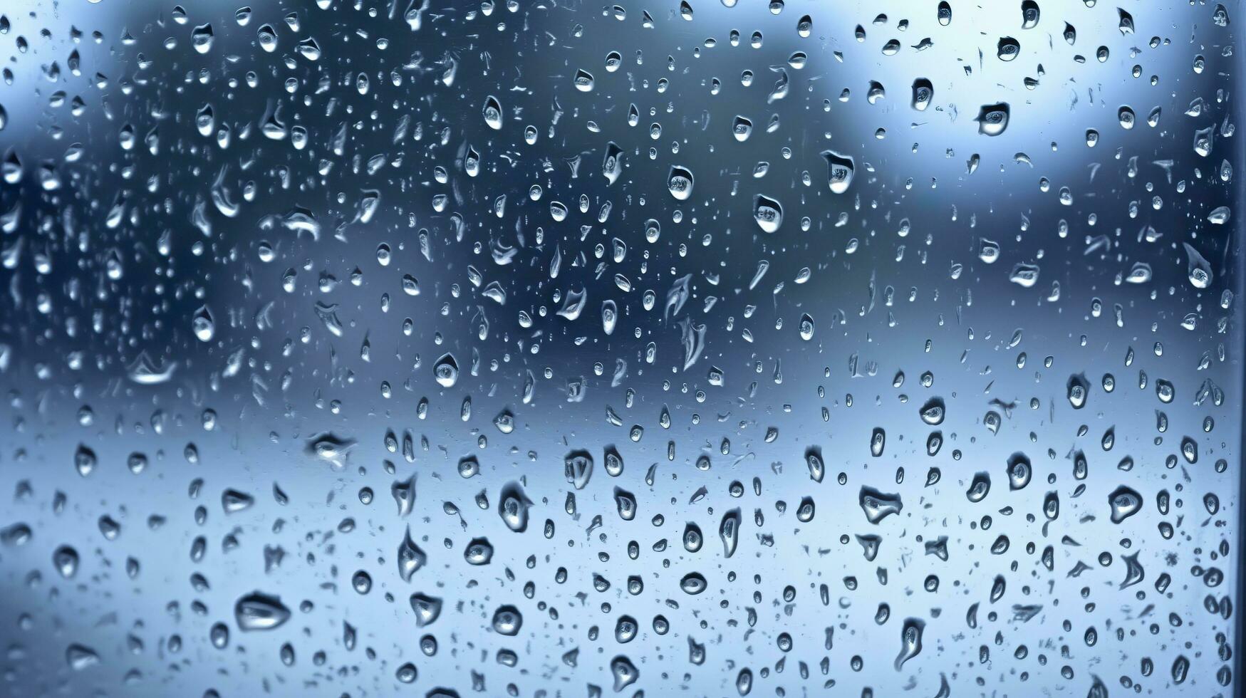 AI generated Raindrops on the window. Blue tone. Generative AI photo