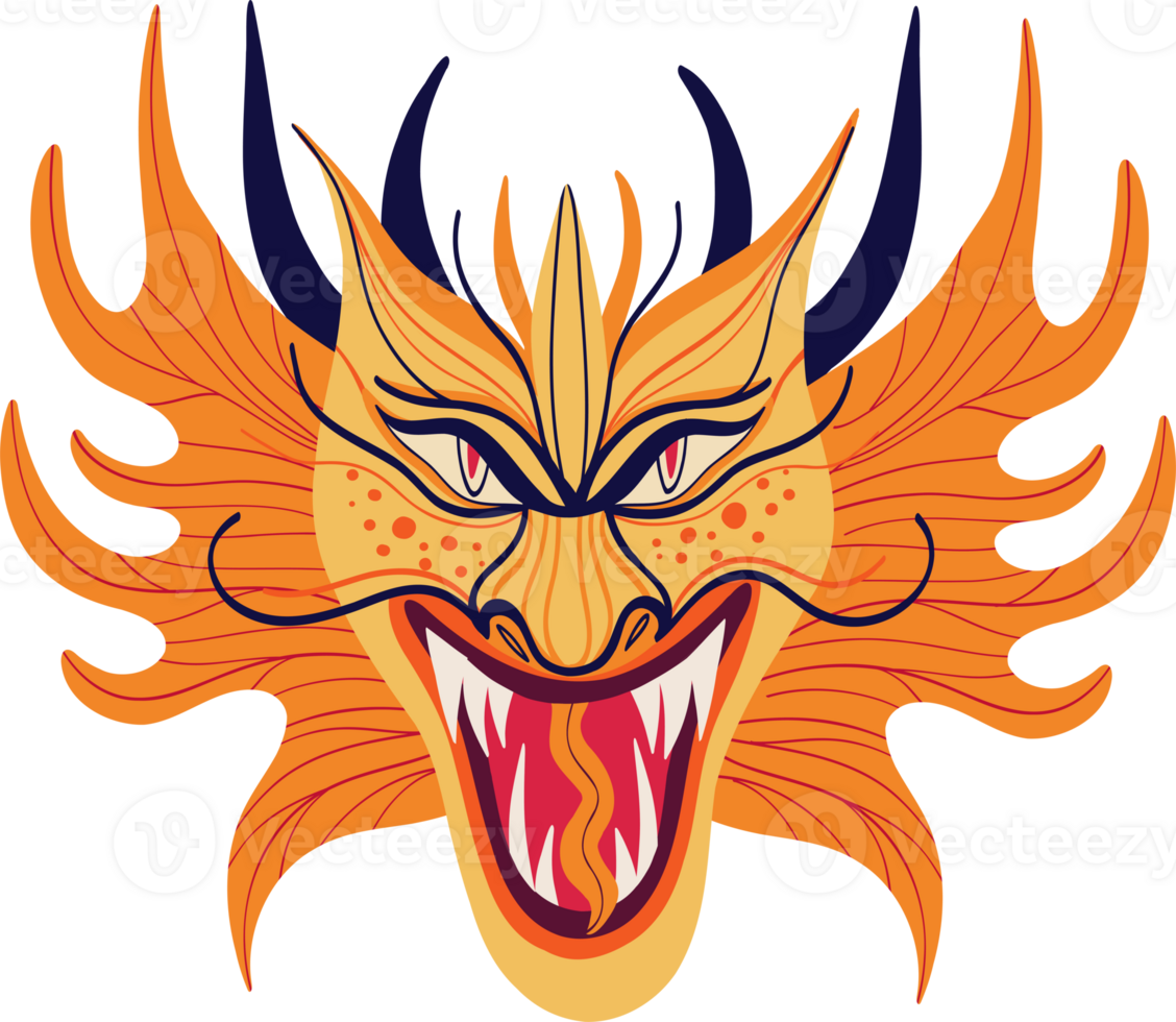 Magical yellow dragon. Illustration in childish hand drawn style png