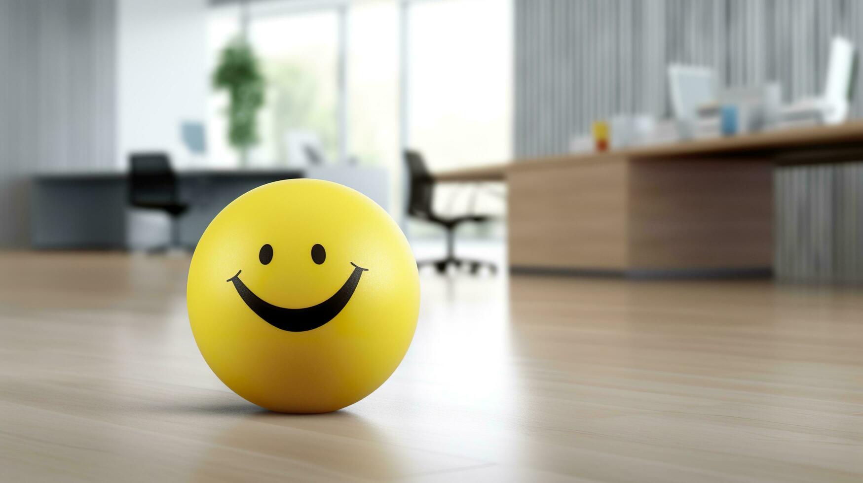 AI generated A Yellow Smiling Ball Can Promote a Positive Work Environment. Generative AI photo