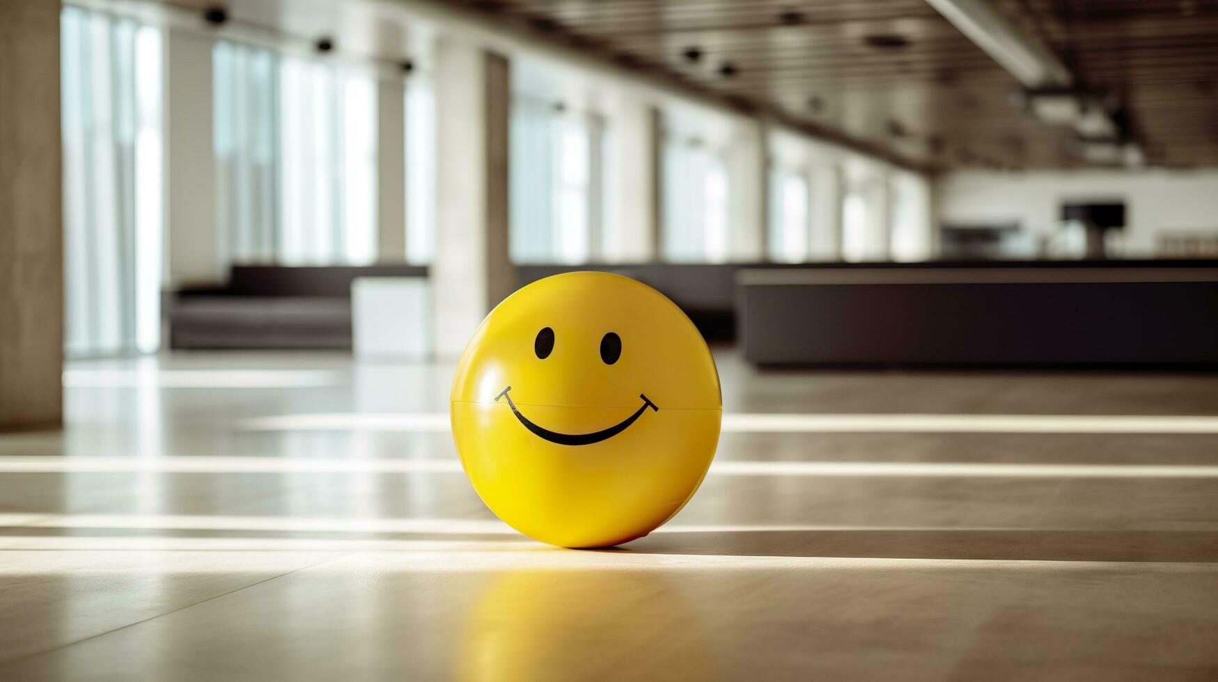 AI generated A Yellow Smiling Ball Can Promote a Positive Work Environment. Generative AI photo