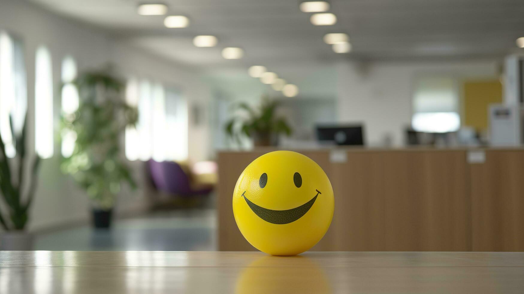 AI generated A Yellow Smiling Ball Can Promote a Positive Work Environment. Generative AI photo