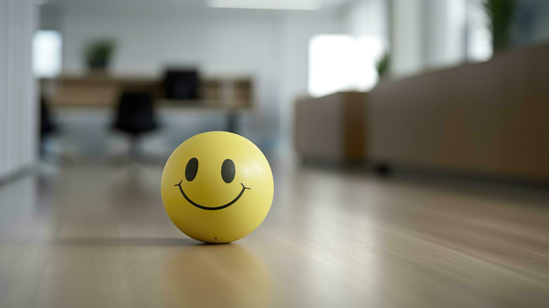 AI generated A Yellow Smiling Ball Can Promote a Positive Work Environment. Generative AI photo