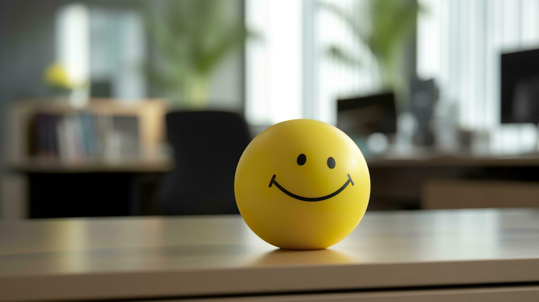 AI generated A Yellow Smiling Ball Can Promote a Positive Work Environment. Generative AI photo