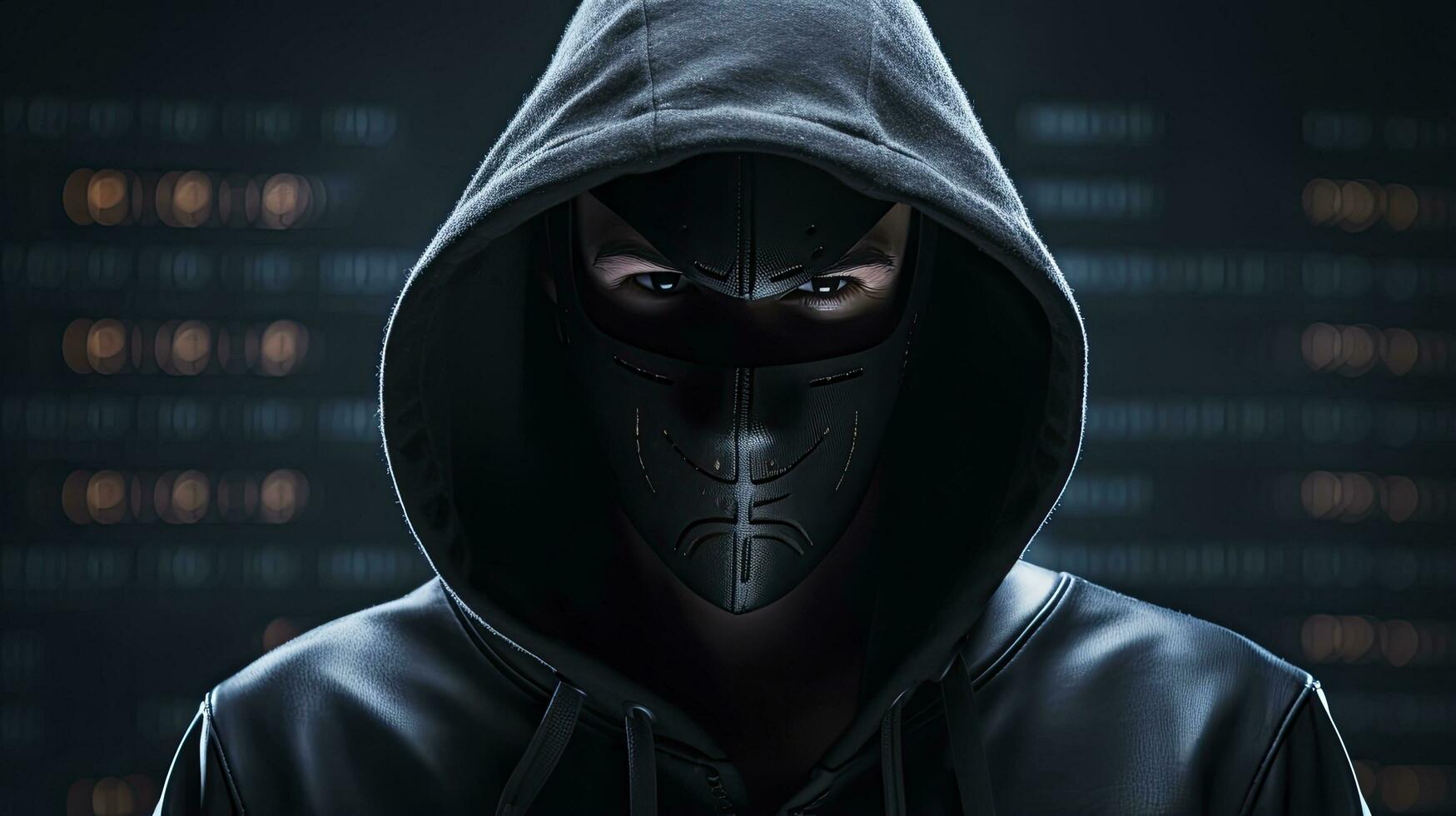 ai generado binario intriga. anónimo robótico hacker concepto de hackear. ai generado foto