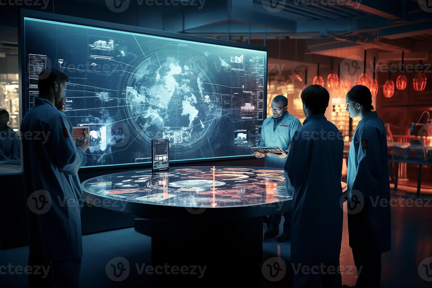 AI generated Radiologist examining a CT scan on a lightbox, with