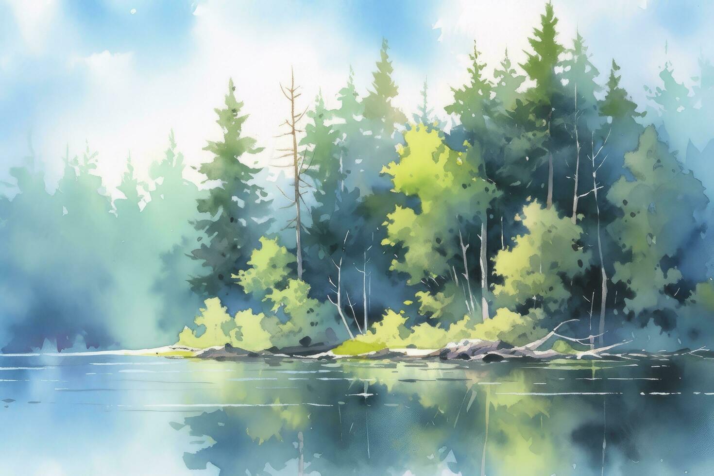 AI generated The serenity of a secluded forest lake.AI Generated photo