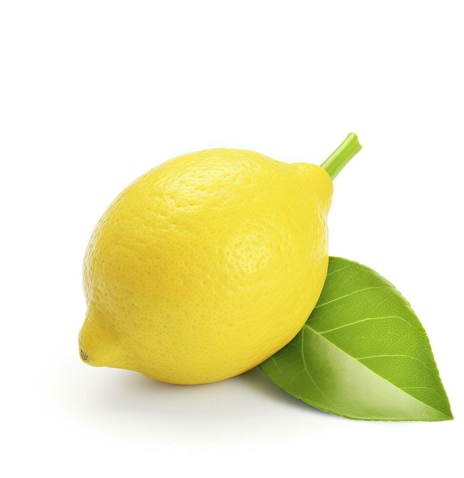 AI generated Lemon with leaf isolated on white background. AI Generated photo