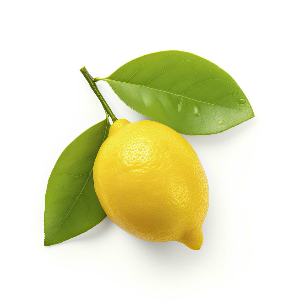 ai generado limón con hoja aislado en blanco antecedentes. ai generado foto