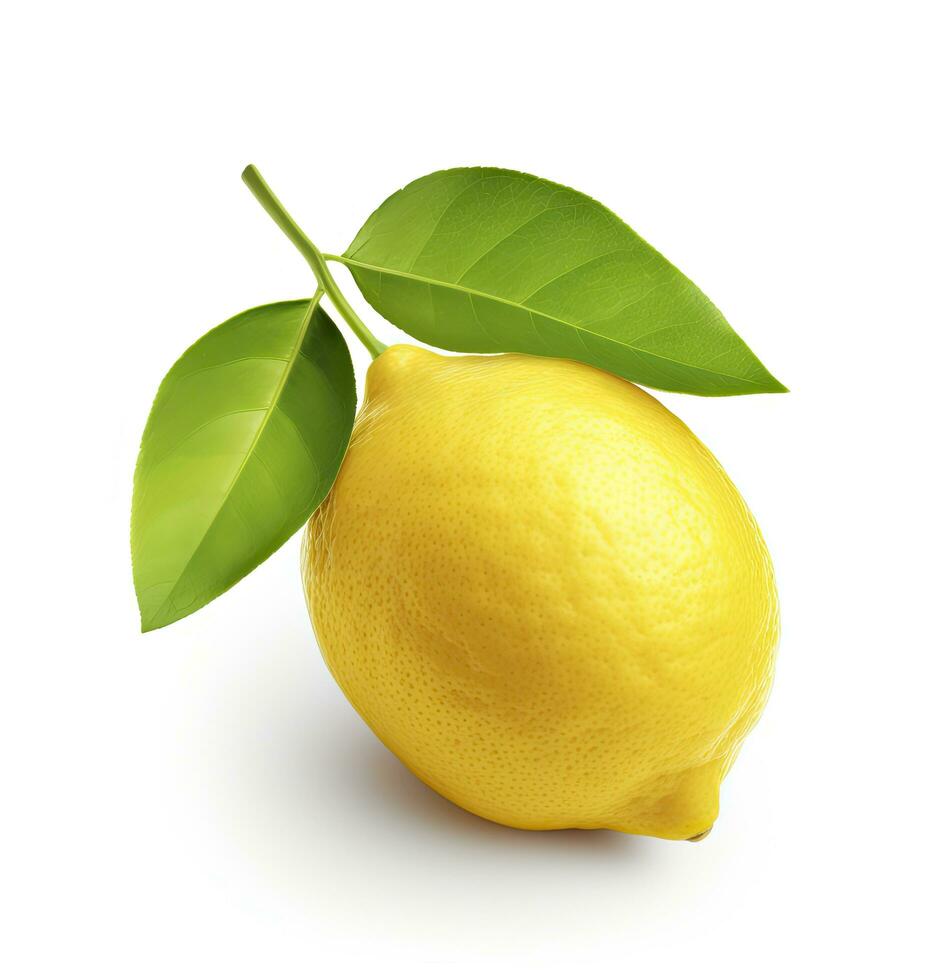 AI generated Lemon with leaf isolated on white background. AI Generated photo