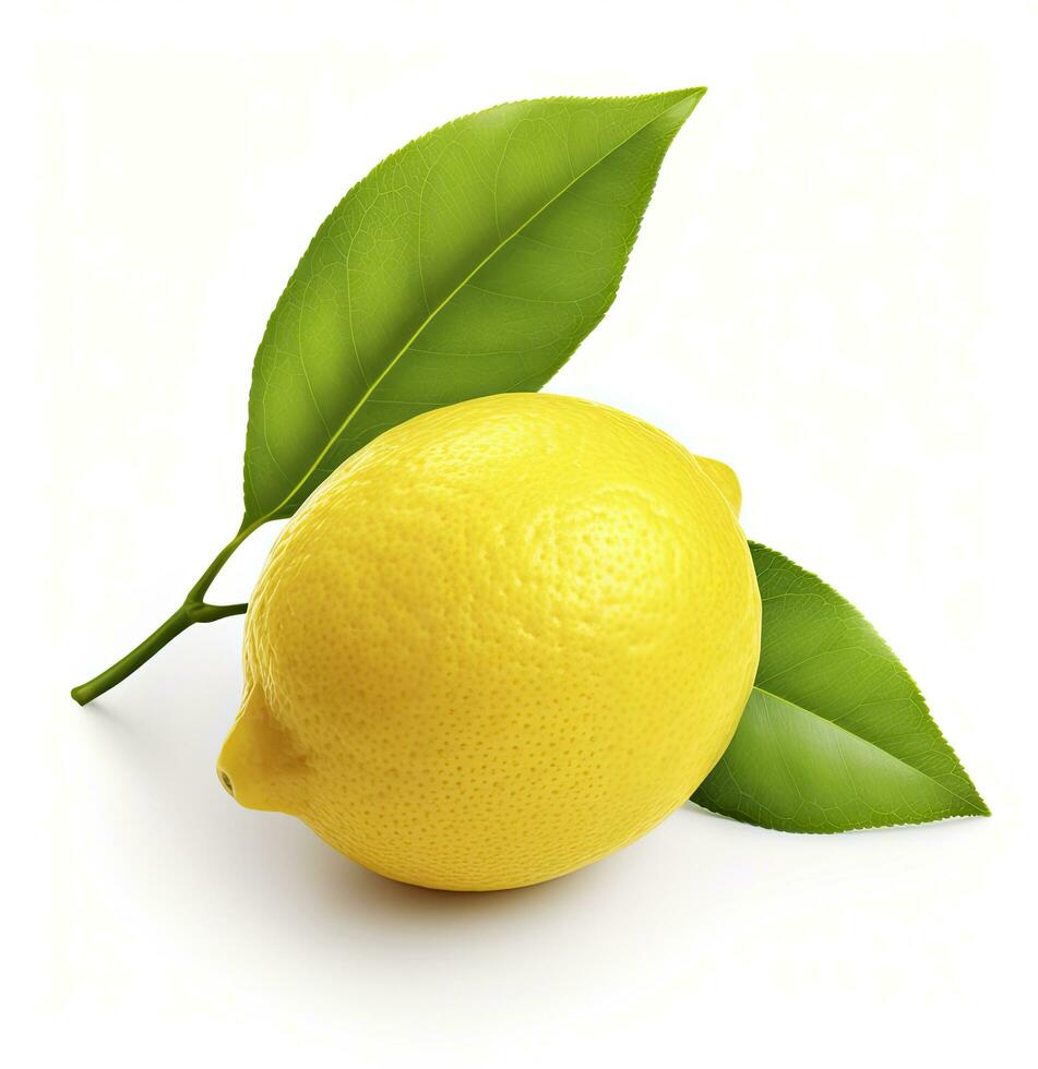 AI generated Lemon with leaf isolated on white background. AI Generated photo