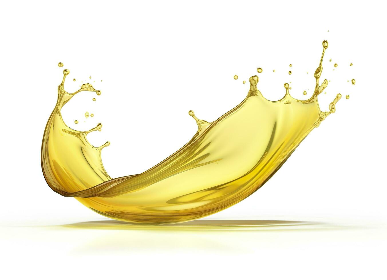 AI generated Olive or engine oil splash, cosmetic serum liquid isolated on white background. Generative AI photo