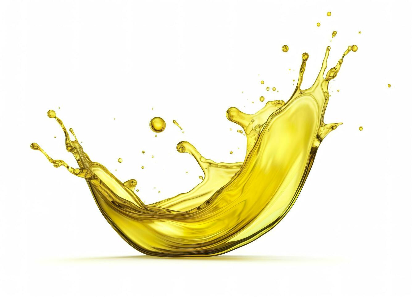AI generated Olive or engine oil splash, cosmetic serum liquid isolated on white background. Generative AI photo