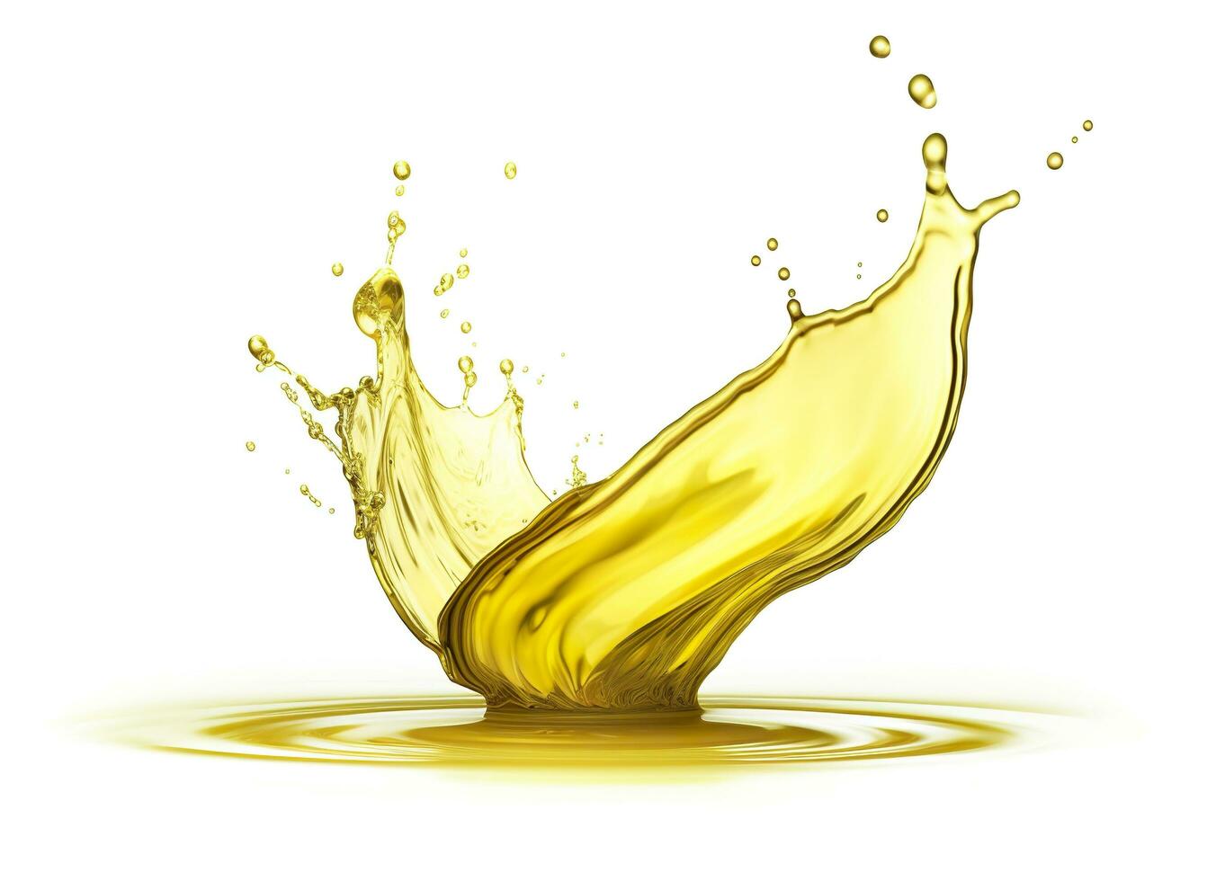 AI generated Olive or engine oil splash, cosmetic serum liquid isolated on white background. Generative AI photo