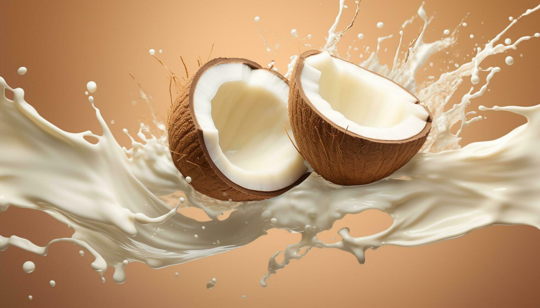 AI generated Coconut milk splash swirl realistic photo