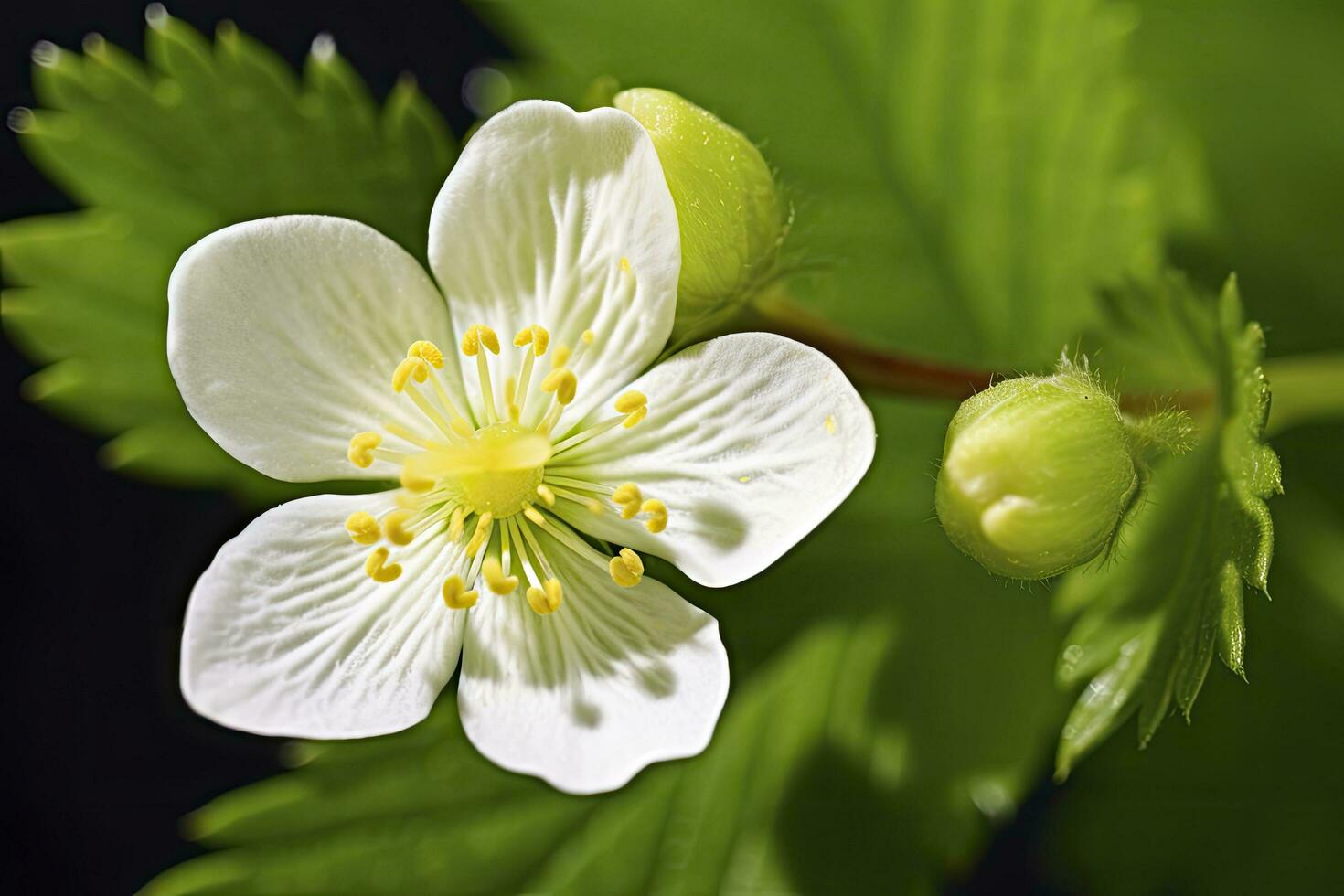 AI generated Strawberry flower. AI Generated photo