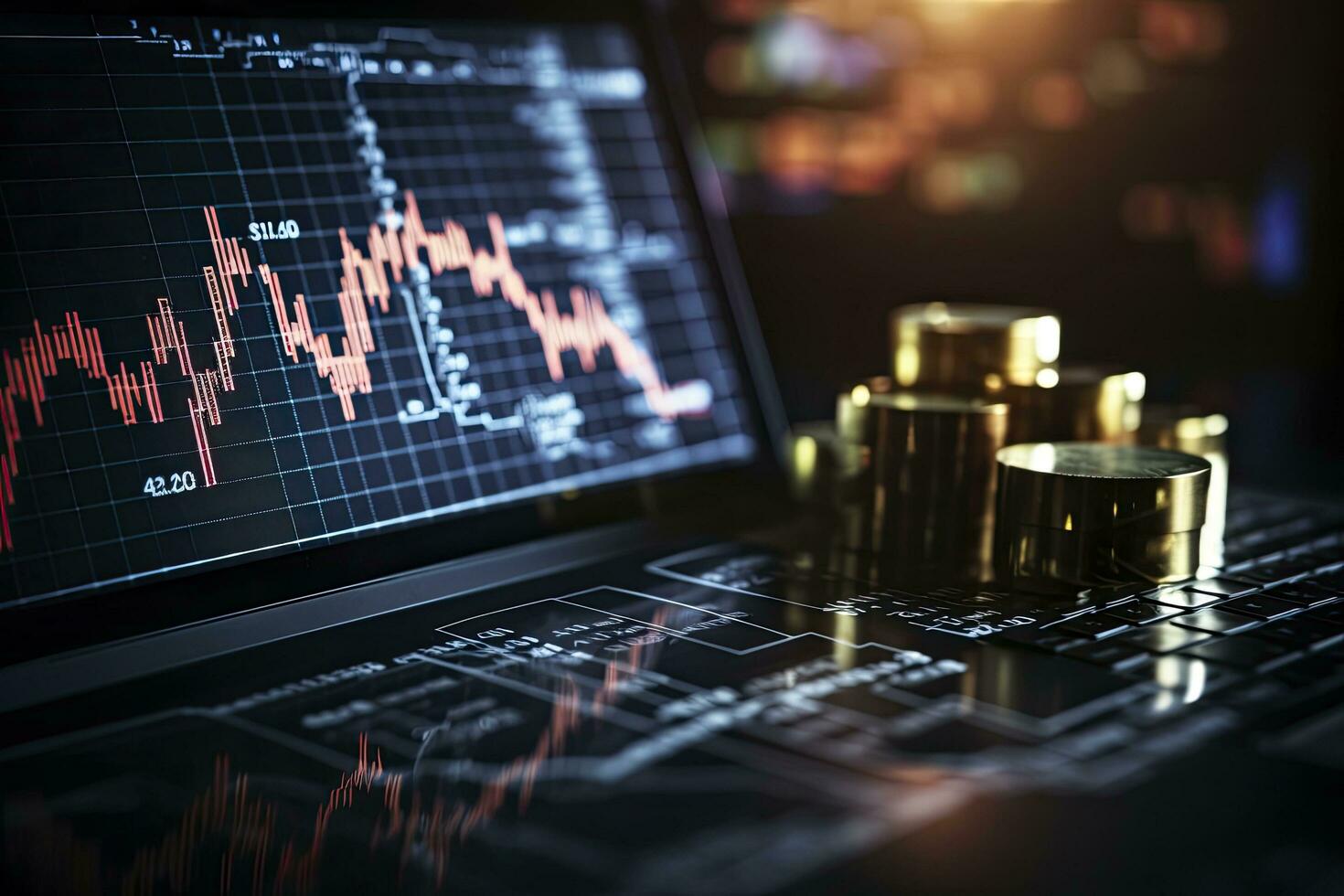 AI generated Stock market or forex trading graph. AI Generated photo