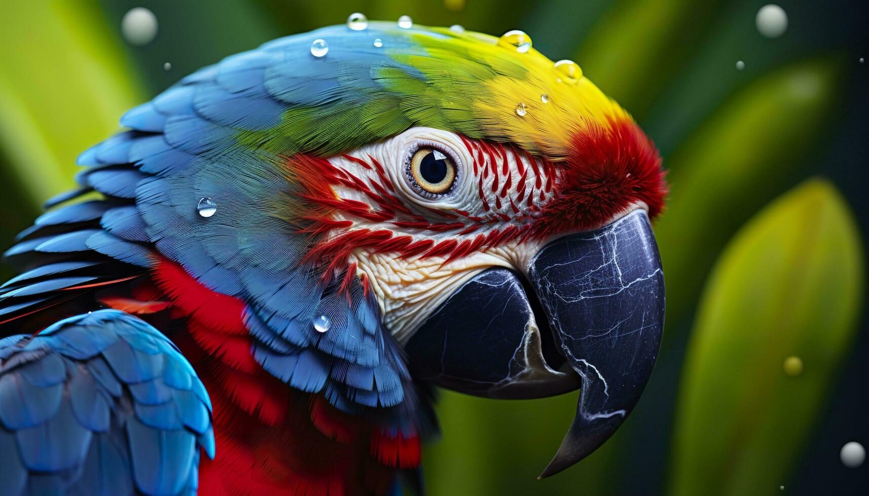 AI generated Tropical macaw perched, vibrant feathers in focus. Generative AI photo