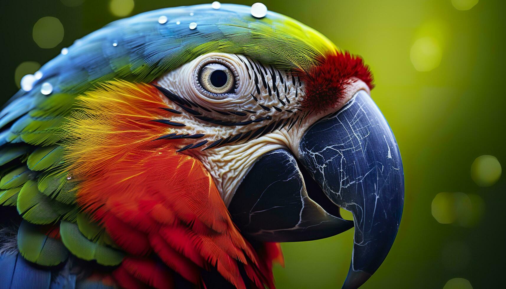 AI generated Tropical macaw perched, vibrant feathers in focus. Generative AI photo