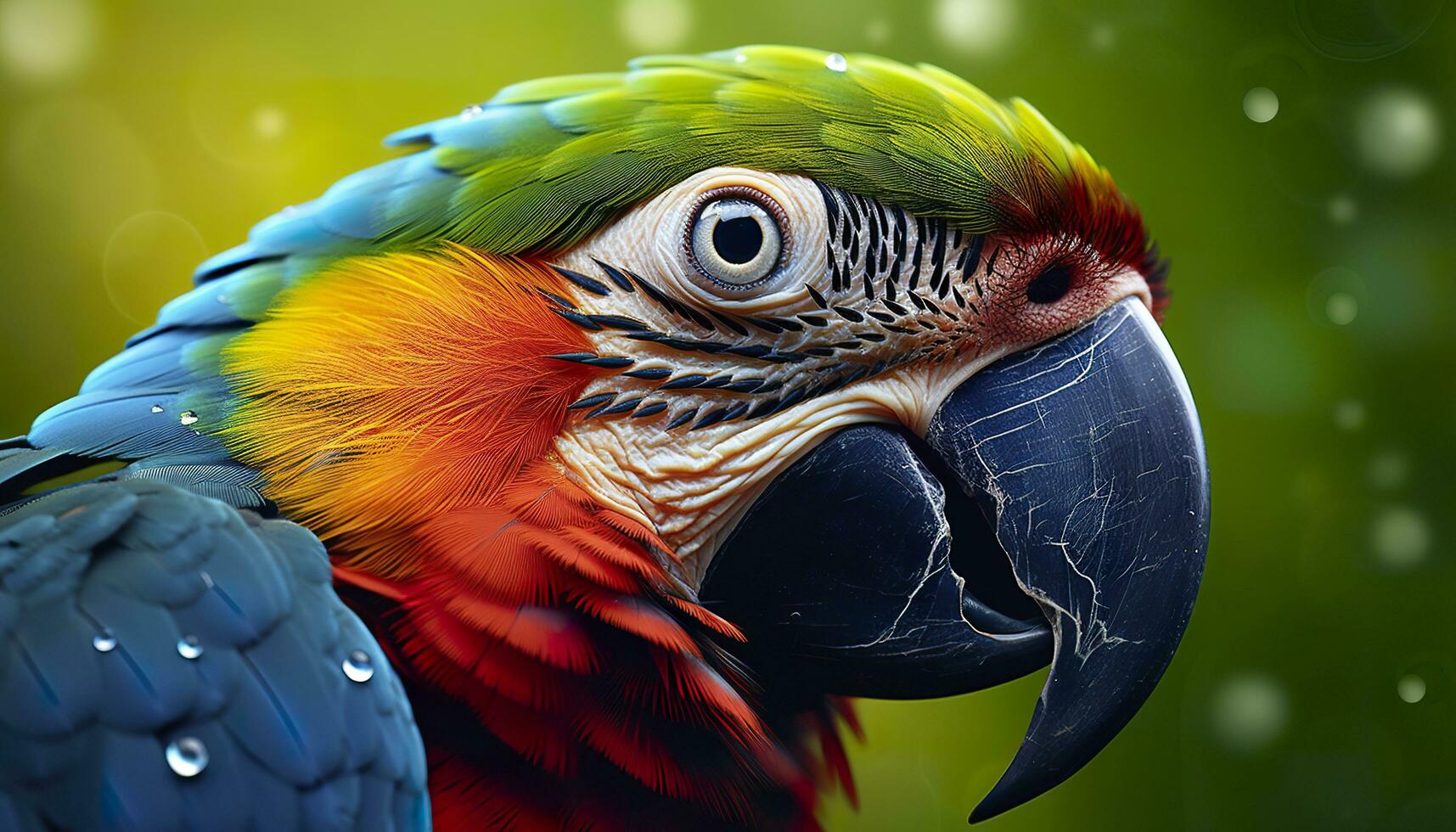 AI generated Tropical macaw perched, vibrant feathers in focus. Generative AI photo