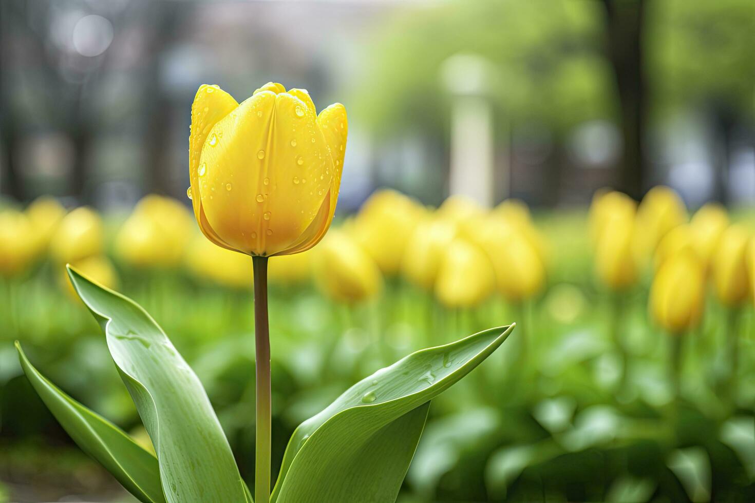 AI generated Yellow tulip in the garden. AI Generated photo