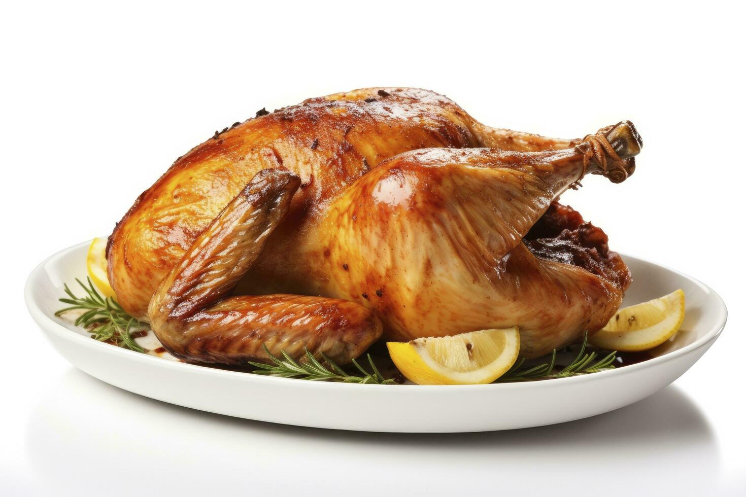 AI generated Roasted chicken on isolated white background. AI Generated photo