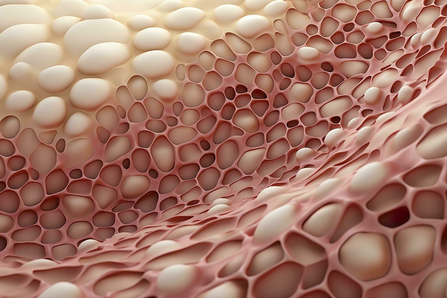AI generated Saggy skin layer and skin cells, 3D rendering. Generative AI photo