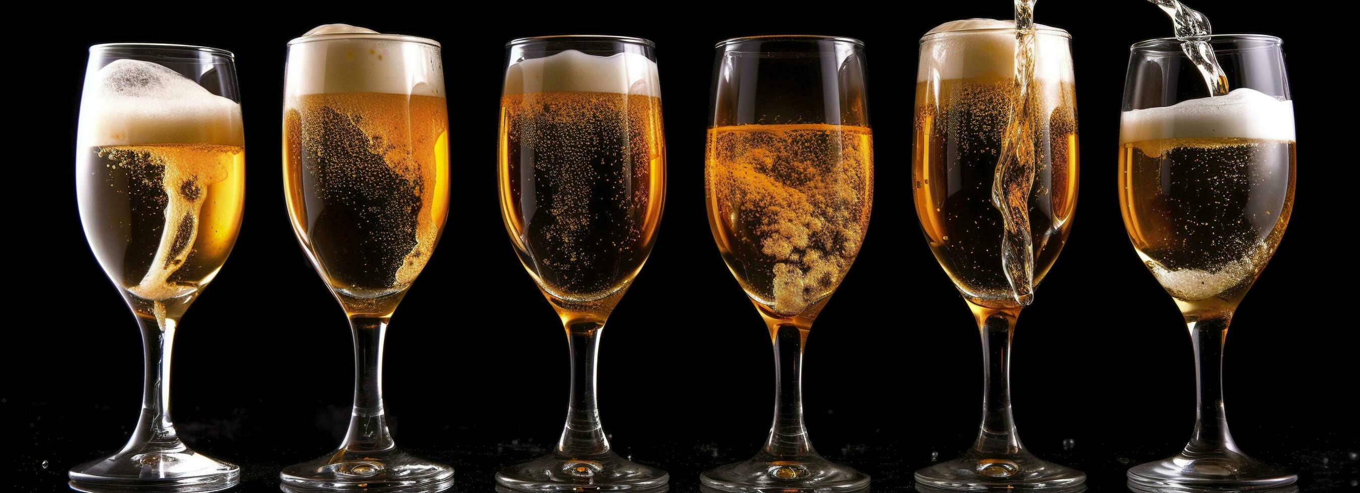 AI generated Pouring beer into a glass on a black background. Generative AI photo