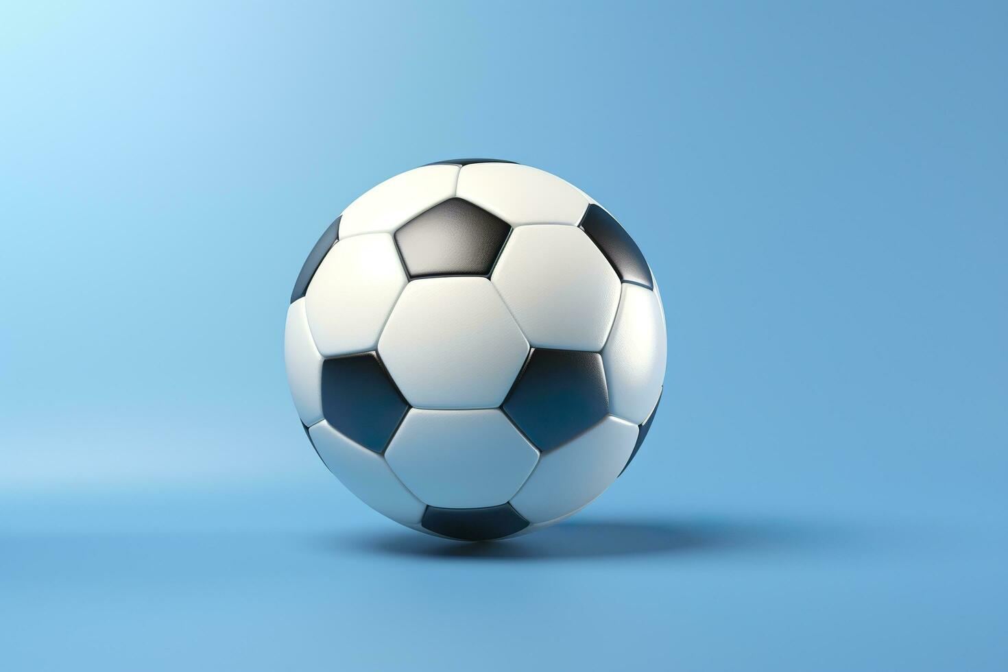 AI generated soccer ball on light blue background. Generative AI photo