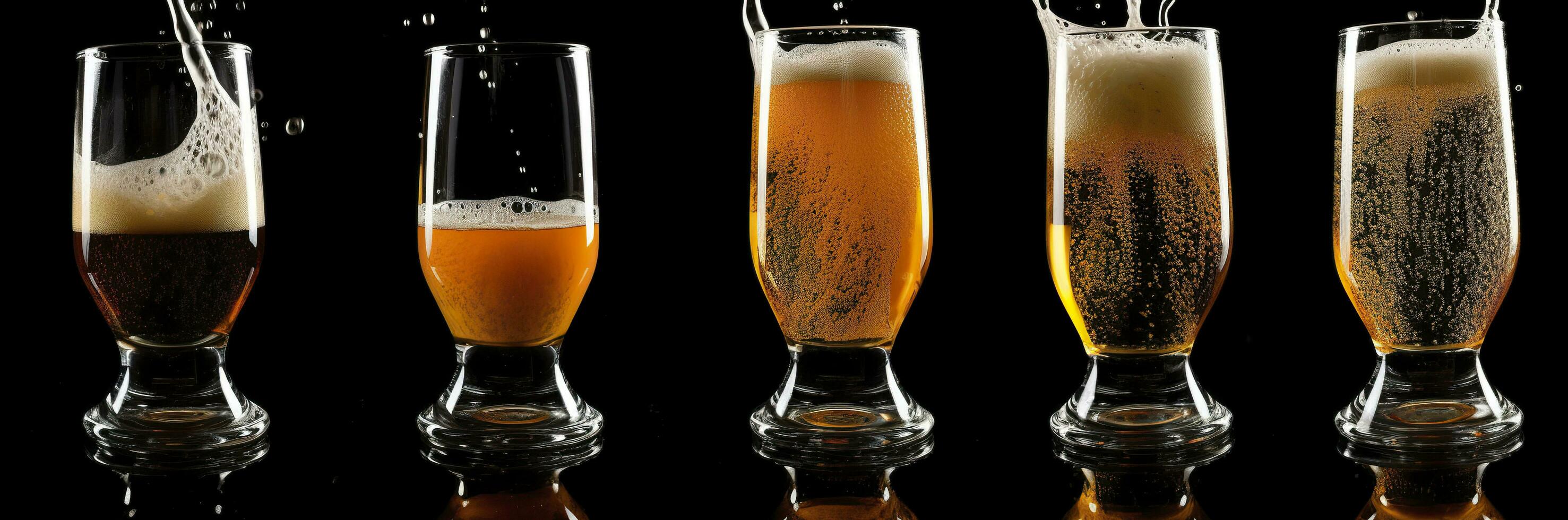 AI generated Pouring beer into a glass on a black background. Generative AI photo