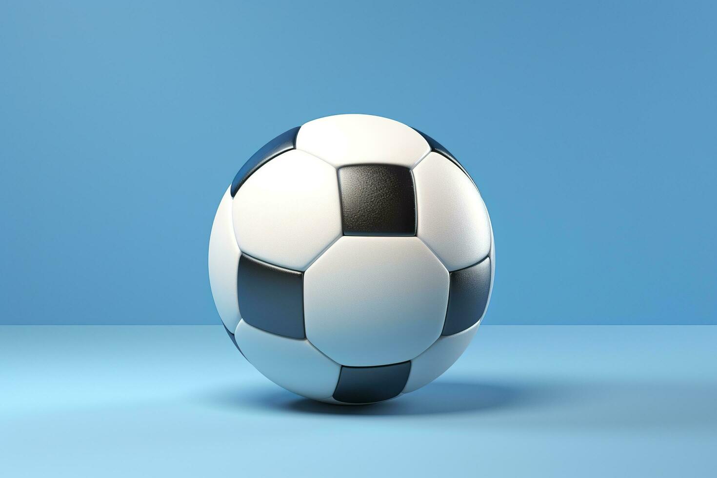 AI generated soccer ball on light blue background. Generative AI photo