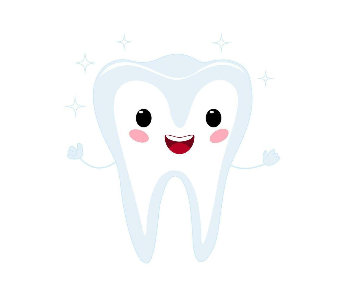 A happy healthy cute tooth. Cartoon vector baby vector illustration