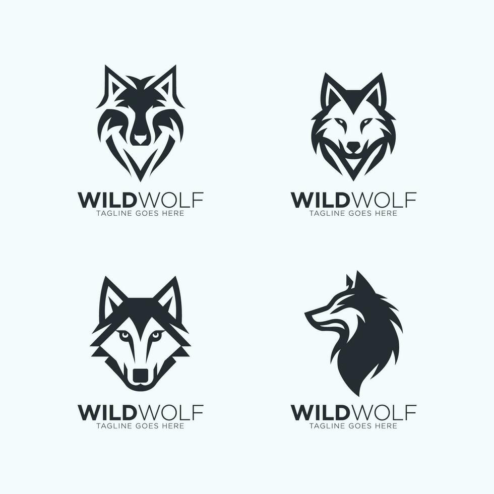 Wolf logo design vector, Wolves head logo design template for a gaming logo vector