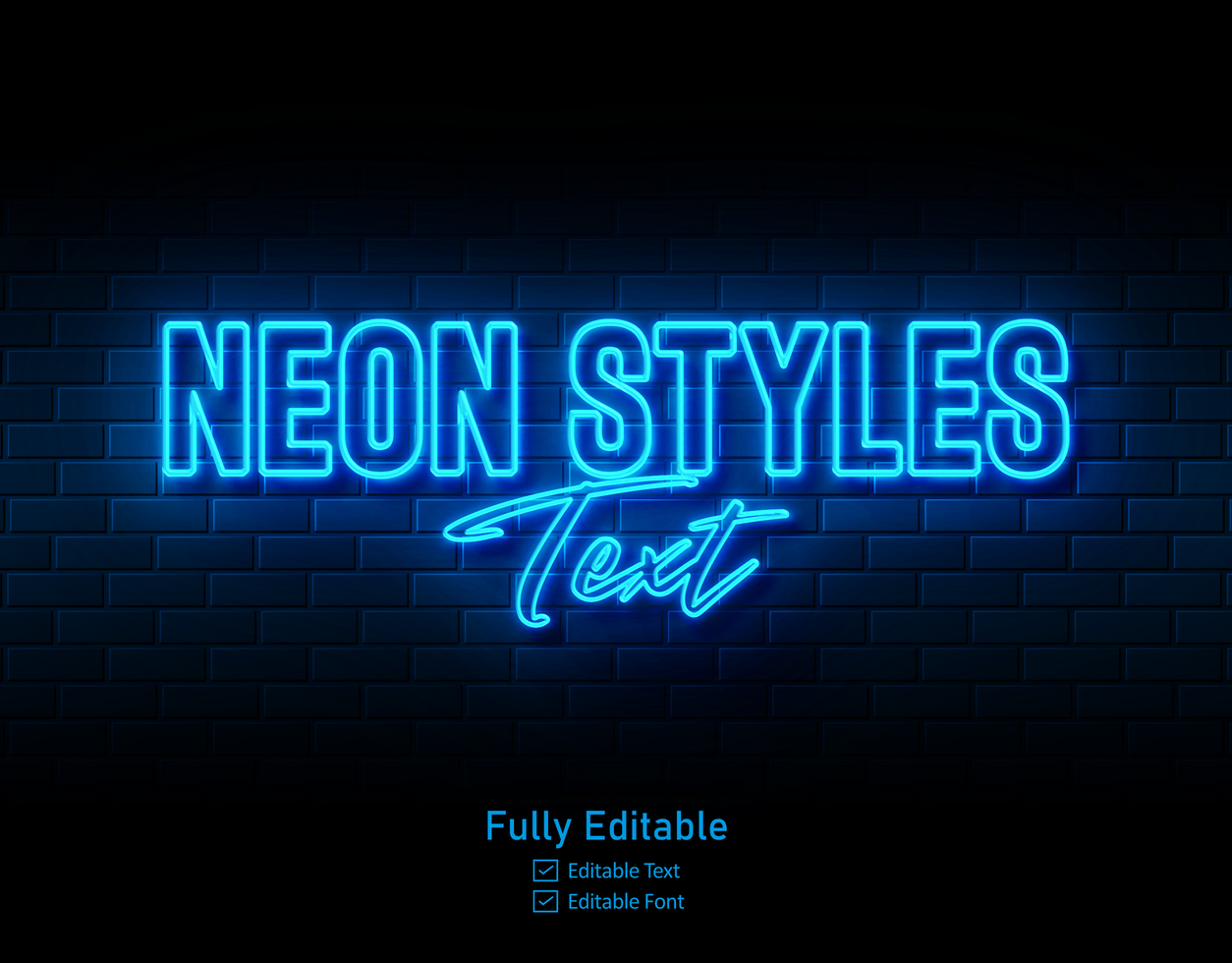 Vector neon  effect logo for neon text effect and neon light night party editable text effect and restaurant psd